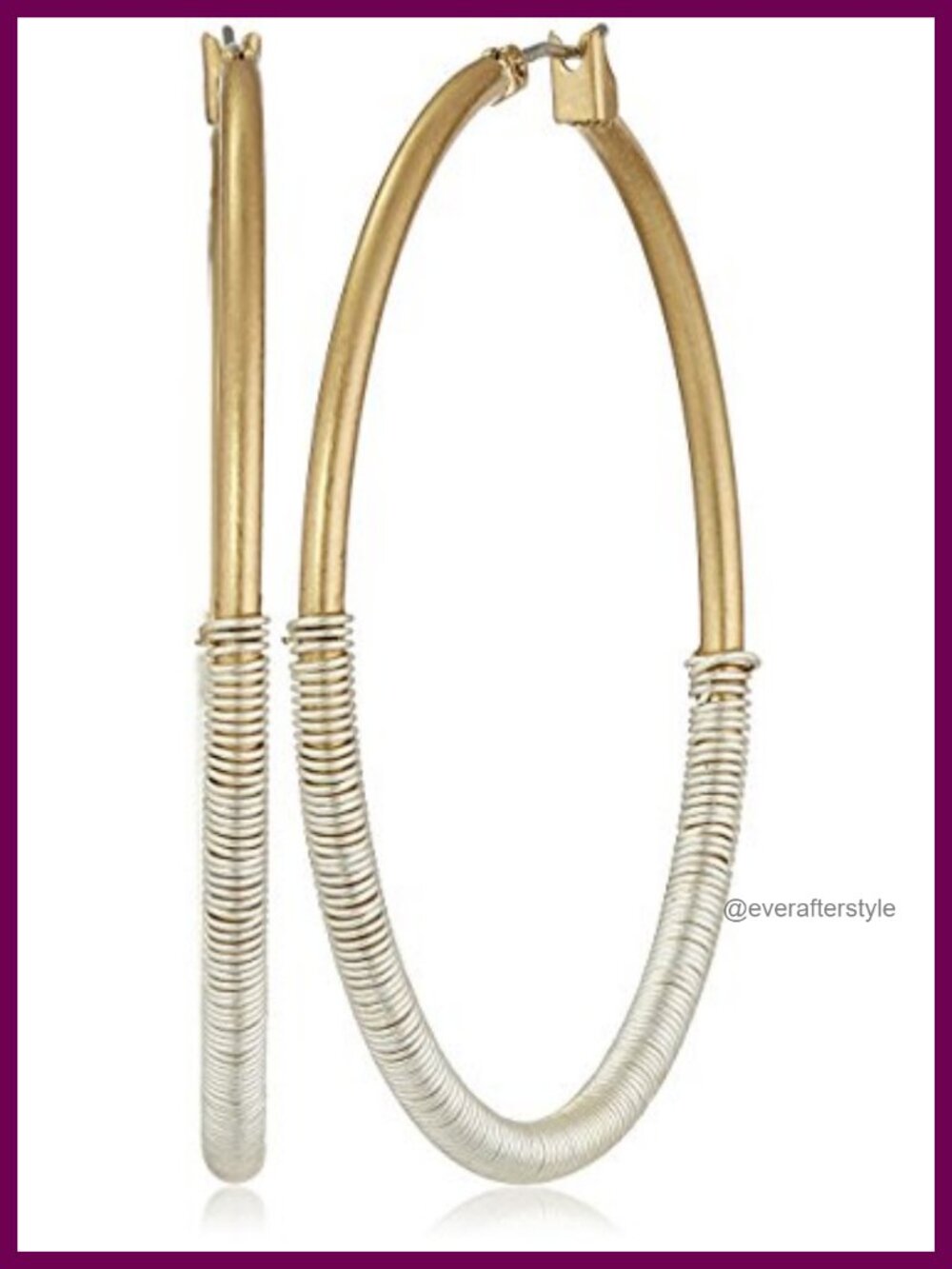 Two-Tone Wire Wrapped Hoop Earrings Gold-Tone Metal